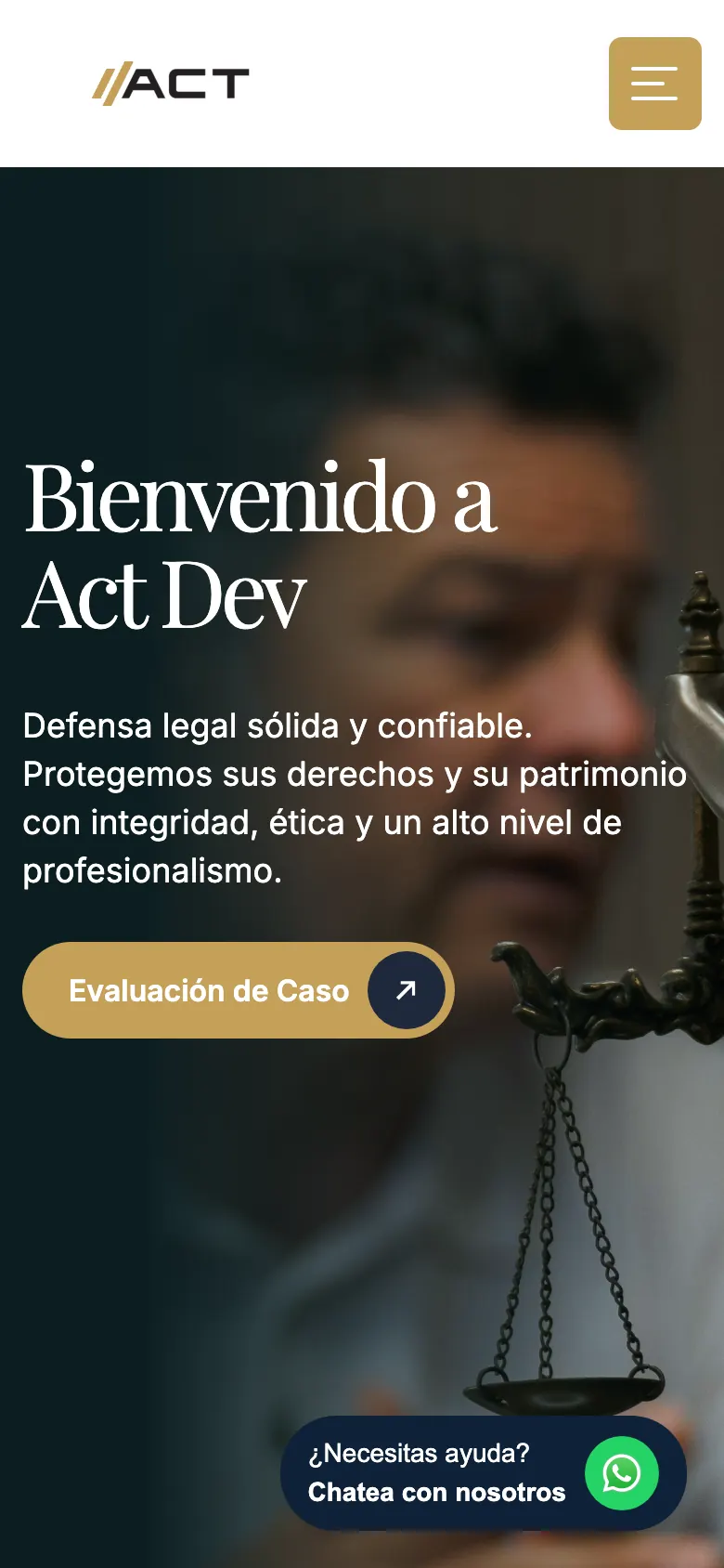 Portada del demo para bufetes de abogados en celular