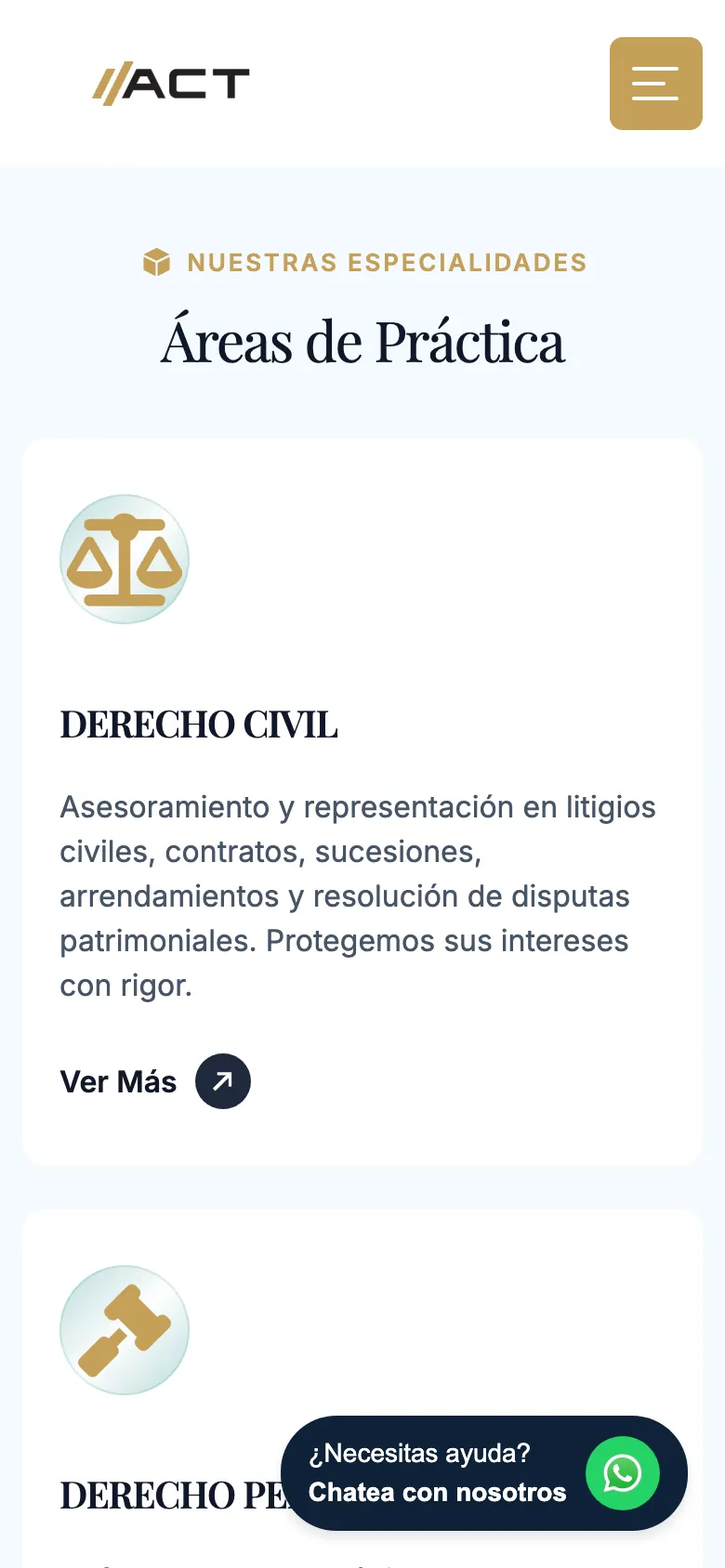 Áreas de práctica en celular