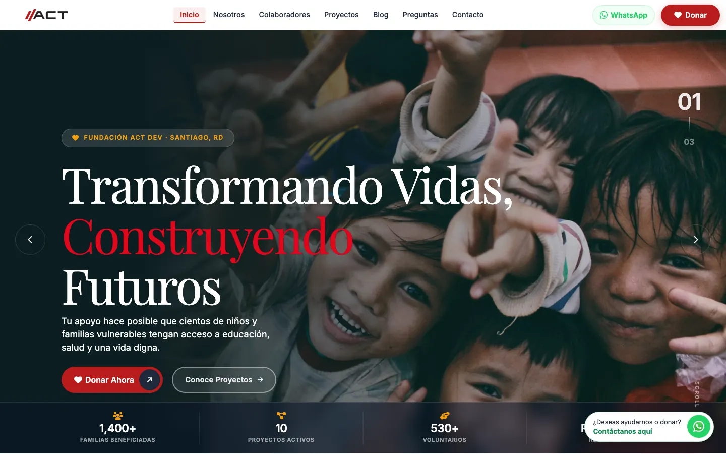 Portada del demo para fundaciones en escritorio