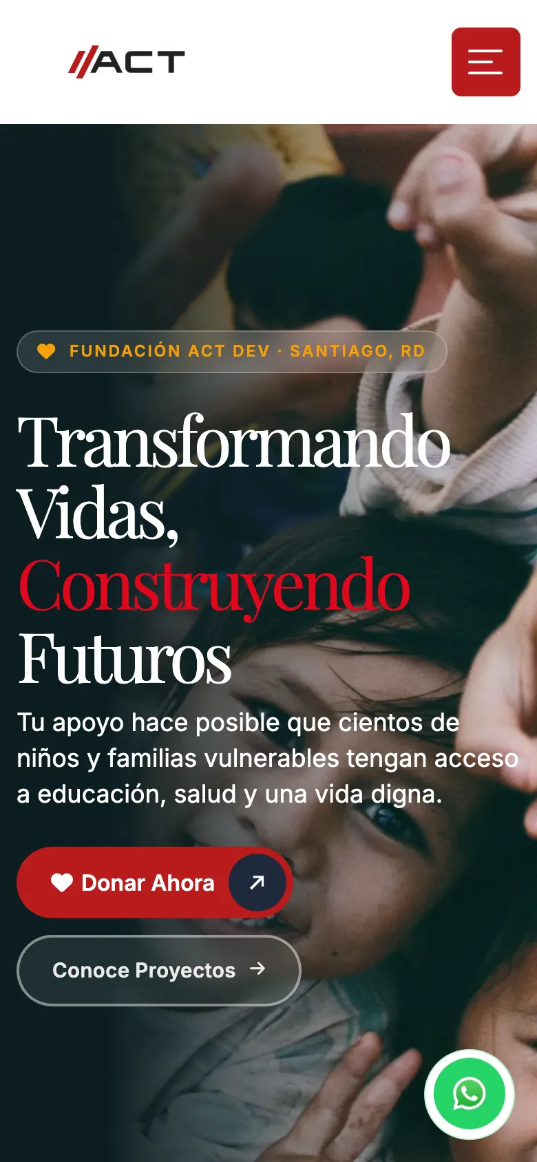Portada del demo para fundaciones en celular